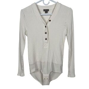 J.Crew Point Sur White Henley Sweater Bodysuit, Size S